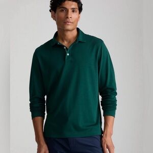 UNTUCKit Damaschino Long-Sleeve Polo Shirt Green Size Large